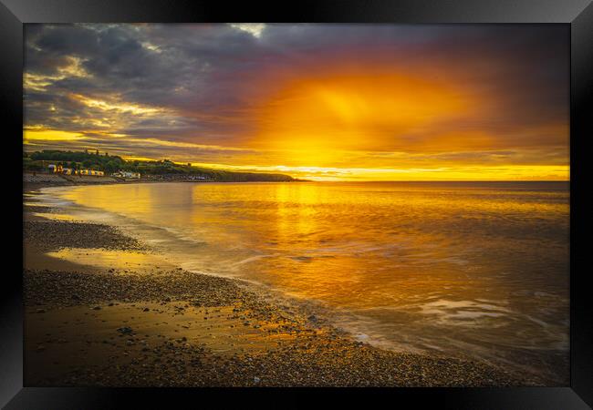  Sunrise over Stonehaven Bay in Scotland Framed Print by DAVID FRANCIS