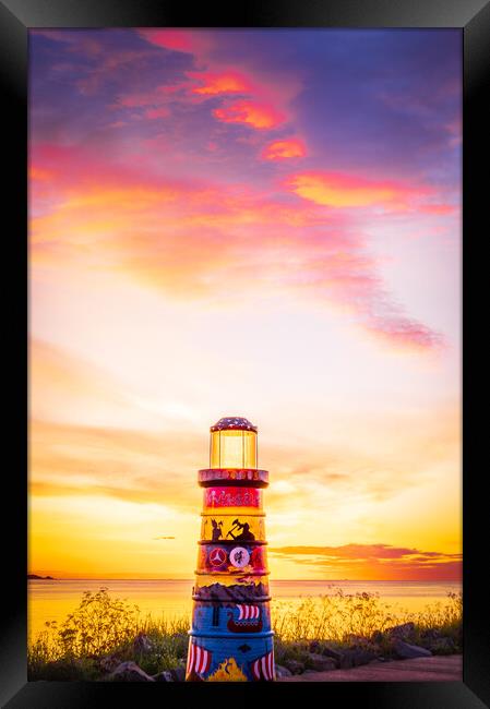  Colourful Sunrise over Stonehaven Bay in Scotland Framed Print by DAVID FRANCIS