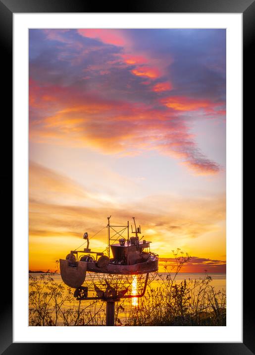  Colourful Sunrise over Stonehaven Bay in Scotland Framed Mounted Print by DAVID FRANCIS