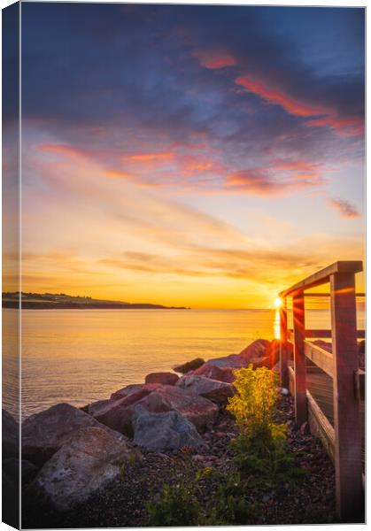  Colourful Sunrise over Stonehaven Bay in Scotland Canvas Print by DAVID FRANCIS