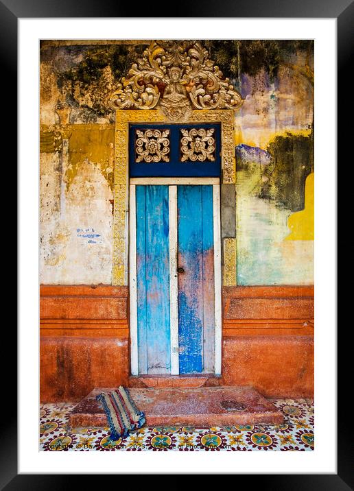 Cambodian Door Framed Mounted Print by Dave Bowman