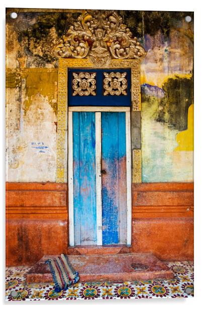 Cambodian Door Acrylic by Dave Bowman