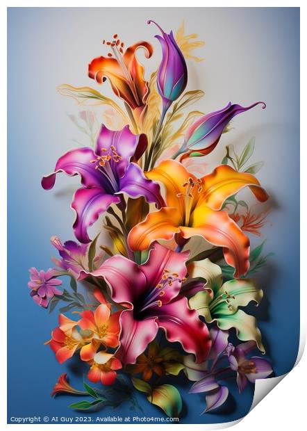 Colourful Bouquet Flower Digital Painting Print by Craig Doogan Digital Art