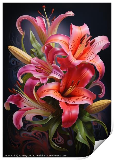 Colourful Bouquet Flower Digital Painting Print by Craig Doogan Digital Art