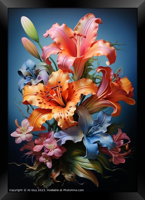 Colourful Bouquet Flower Digital Painting Framed Print by Craig Doogan Digital Art
