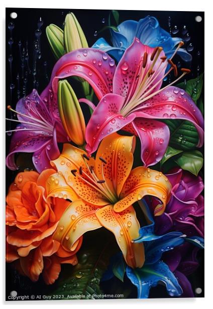 Colourful Bouquet Flower Digital Painting Acrylic by Craig Doogan Digital Art