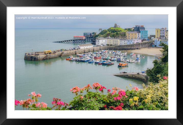 Tenby Old Town and Harbour Pembrokeshire Framed Mounted Print by Pearl Bucknall