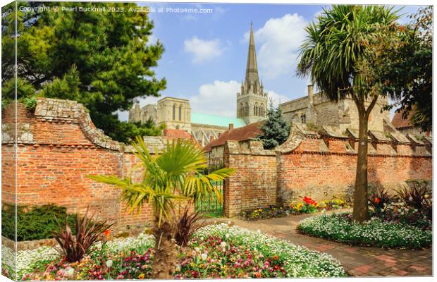 Chichester Cathedral from Bishop's Palace Garden Canvas Print by Pearl Bucknall