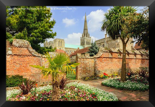 Chichester Cathedral from Bishop's Palace Garden Framed Print by Pearl Bucknall