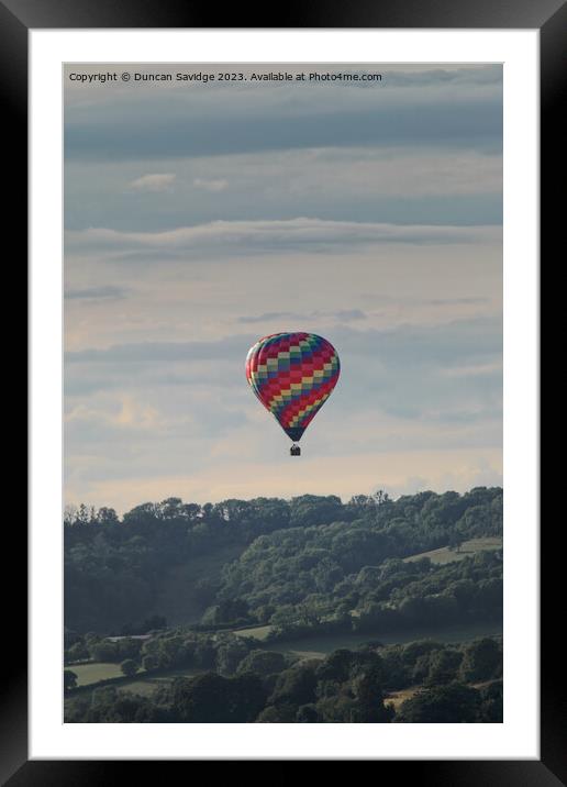 Colourful hot air balloon over Bath Framed Mounted Print by Duncan Savidge