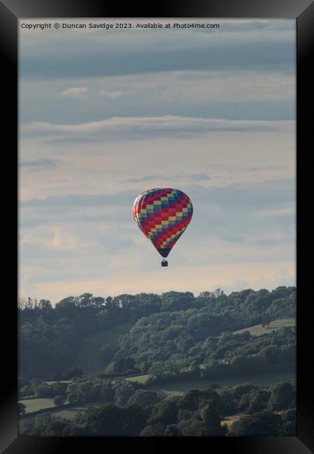 Colourful hot air balloon over Bath Framed Print by Duncan Savidge