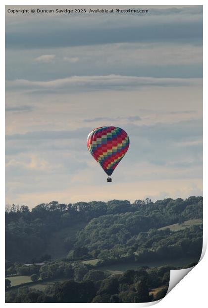 Colourful hot air balloon over Bath Print by Duncan Savidge