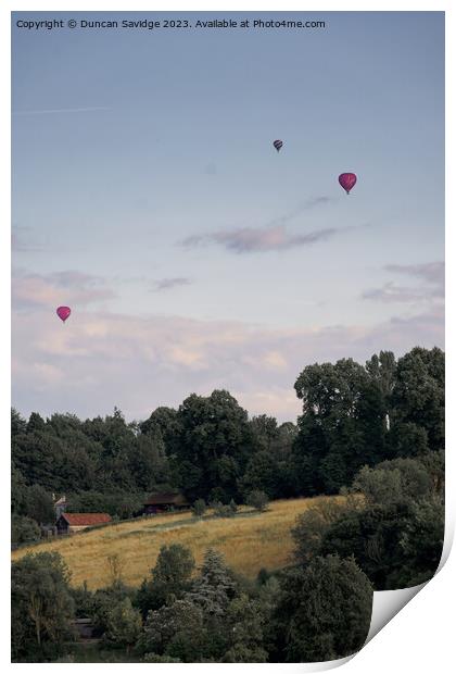 Collection if balloons over Foxhill in Bath Print by Duncan Savidge