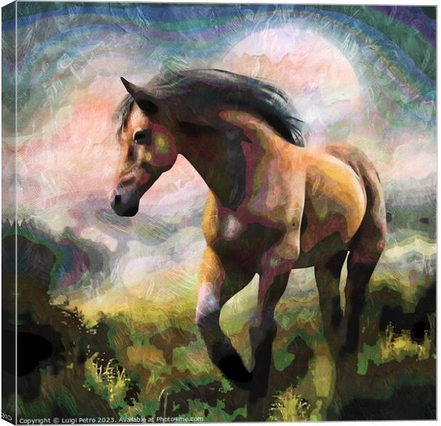 A horse standing in a field. Canvas Print by Luigi Petro