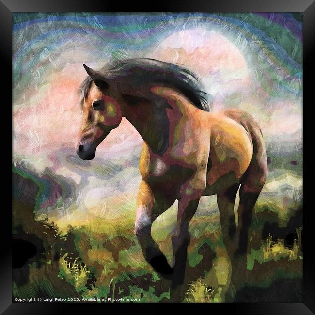 A horse standing in a field. Framed Print by Luigi Petro