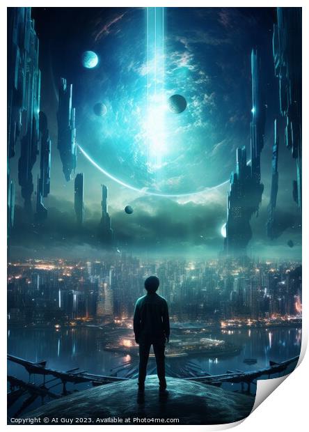 Alien Futuristic City Print by Craig Doogan Digital Art