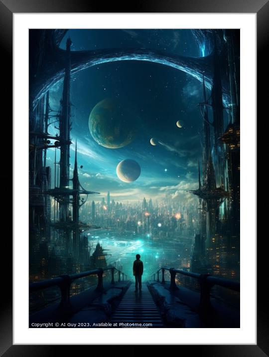 Sci-Fi Fantasy City Framed Mounted Print by Craig Doogan Digital Art