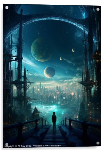 Sci-Fi Fantasy City Acrylic by Craig Doogan Digital Art