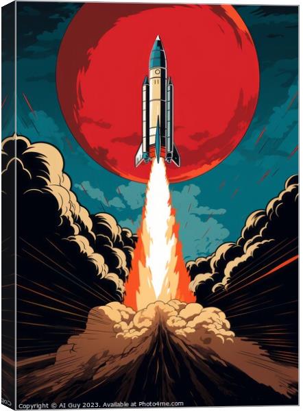 Space Rocket Illustration Canvas Print by Craig Doogan Digital Art