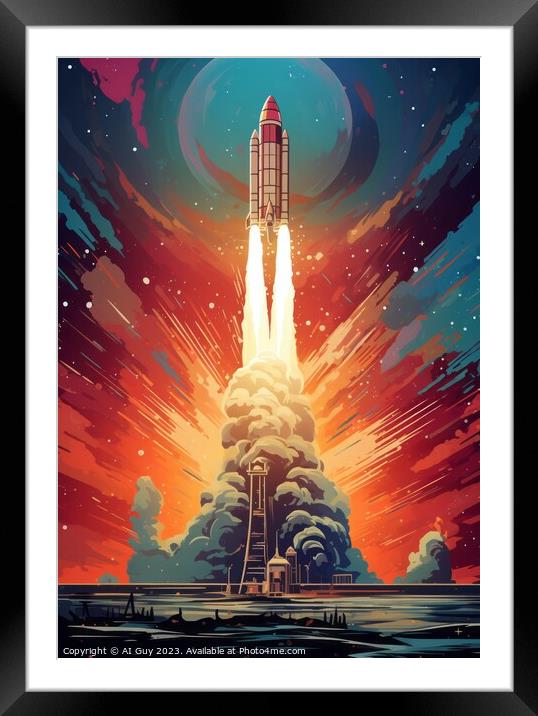 Space Rocket Illustration Framed Mounted Print by Craig Doogan Digital Art