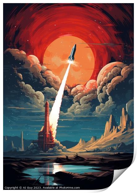 Space Rocket Illustration Print by Craig Doogan Digital Art