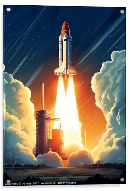 Space Rocket Illustration Acrylic by Craig Doogan Digital Art