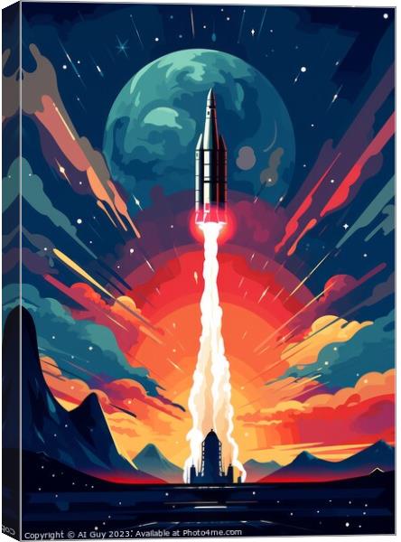 Space Rocket Illustration Canvas Print by Craig Doogan Digital Art