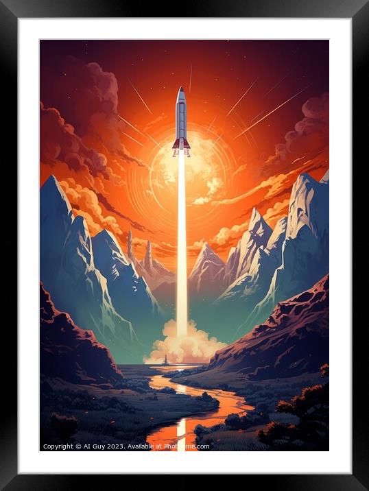 Space Rocket Illustration Framed Mounted Print by Craig Doogan Digital Art