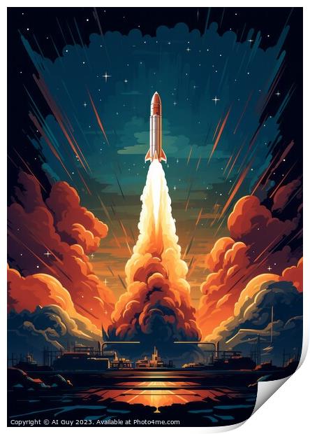 Space Rocket Illustration Print by Craig Doogan Digital Art