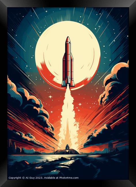 Space Rocket Illustration Framed Print by Craig Doogan Digital Art