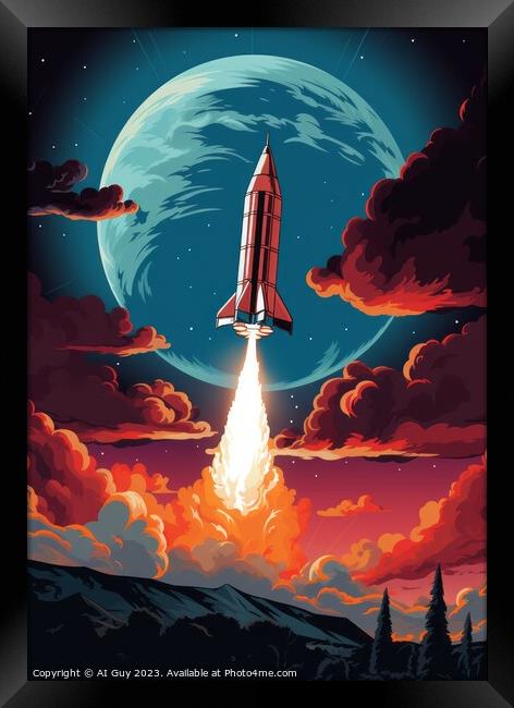 Space Rocket Illustration Framed Print by Craig Doogan Digital Art