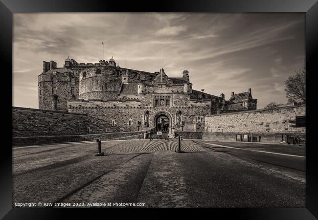 Edinburgh Castle in Black and White Framed Print by RJW Images