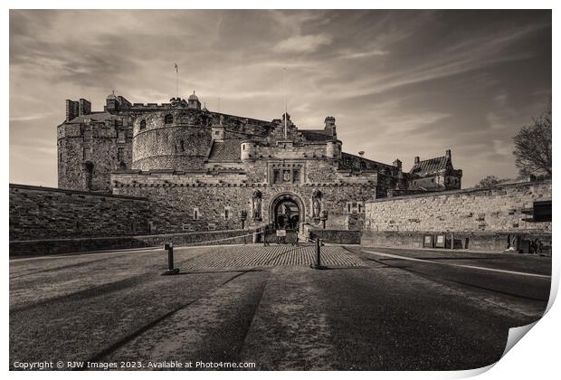 Edinburgh Castle in Black and White Print by RJW Images