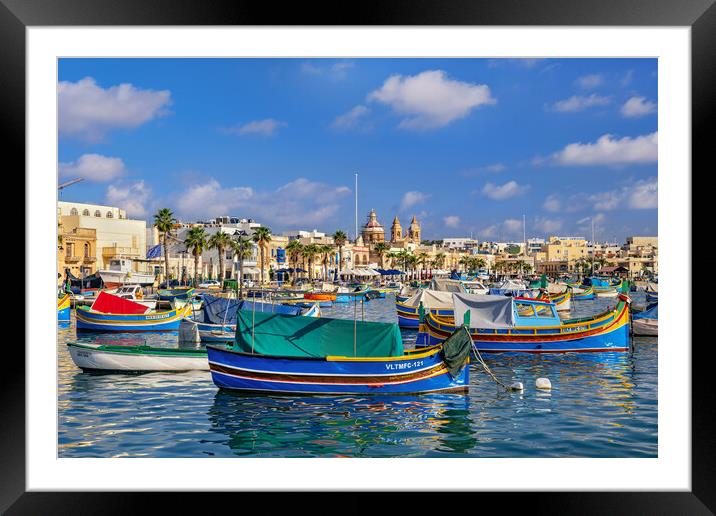 Marsaxlokk Harbor And Skyline In Malta Framed Mounted Print by Artur Bogacki
