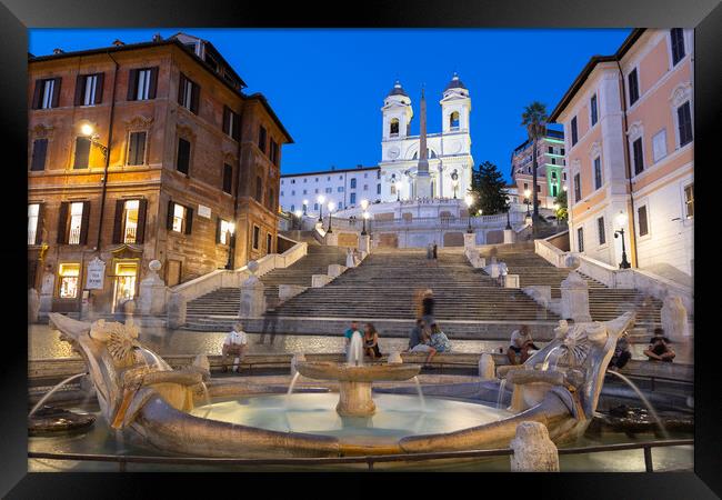 Spanish Steps and Fountain in Rome at Night Framed Print by Artur Bogacki