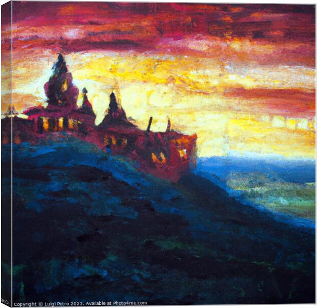 Ethereal Castle Atop Sylvan Knoll Canvas Print by Luigi Petro