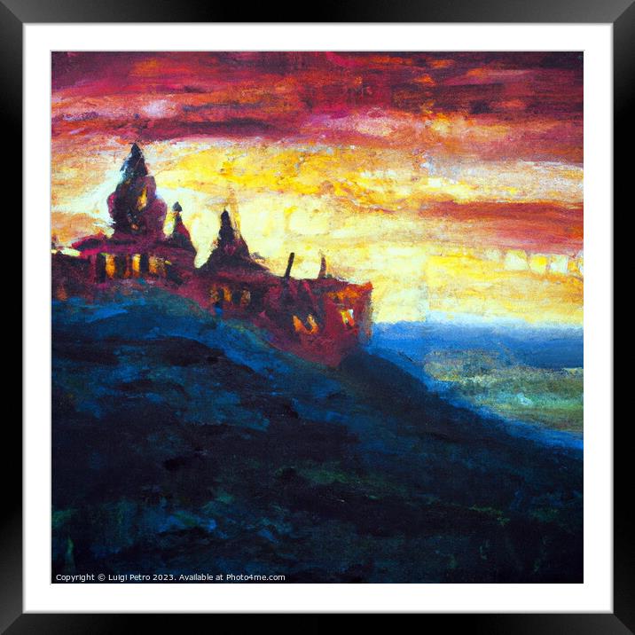 Ethereal Castle Atop Sylvan Knoll Framed Mounted Print by Luigi Petro