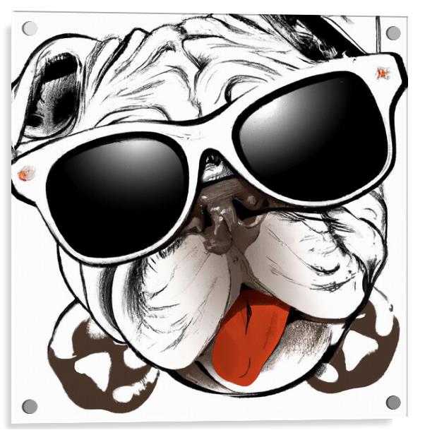 Bulldog's Comical Quirkiness Captured Acrylic by Luigi Petro
