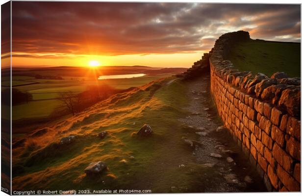 Historic Sunset on Ancient Wall Canvas Print by Robert Deering