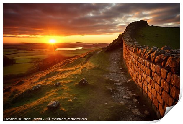 Historic Sunset on Ancient Wall Print by Robert Deering