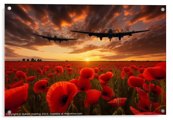 Poppy Field's Lancaster Flyby Acrylic by Robert Deering