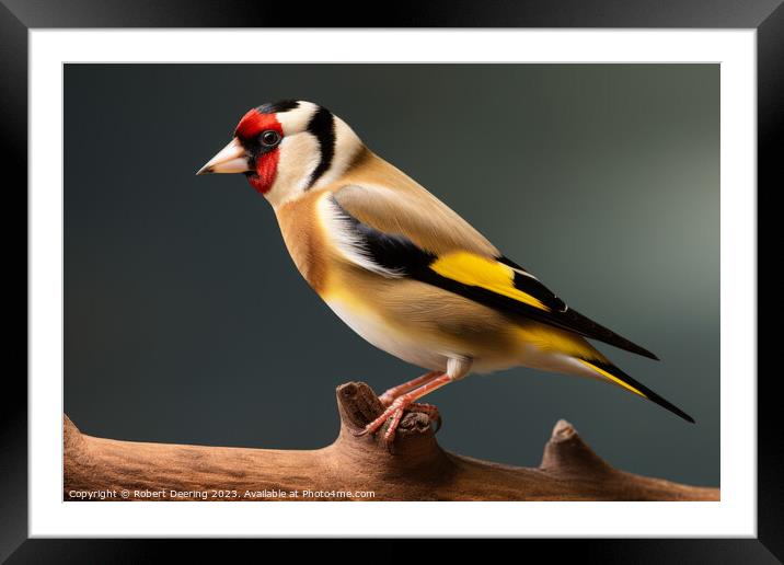 Captivating Goldfinch Perch Framed Mounted Print by Robert Deering
