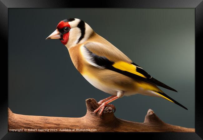 Captivating Goldfinch Perch Framed Print by Robert Deering