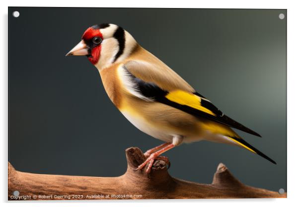 Captivating Goldfinch Perch Acrylic by Robert Deering