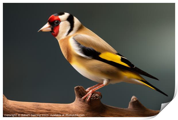 Captivating Goldfinch Perch Print by Robert Deering
