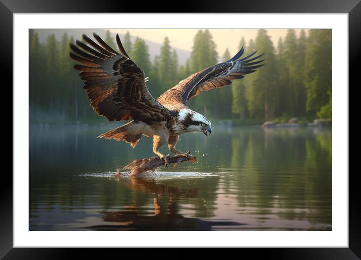 Osprey Hunting Framed Mounted Print by Picture Wizard