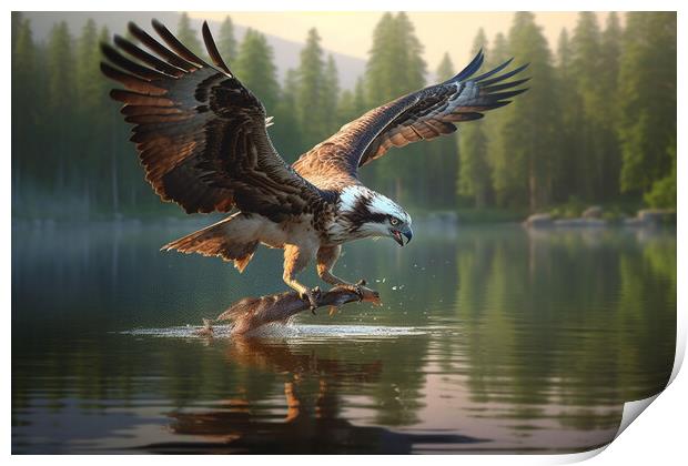 Osprey Hunting Print by Picture Wizard