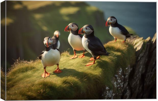 Puffins Canvas Print by Picture Wizard