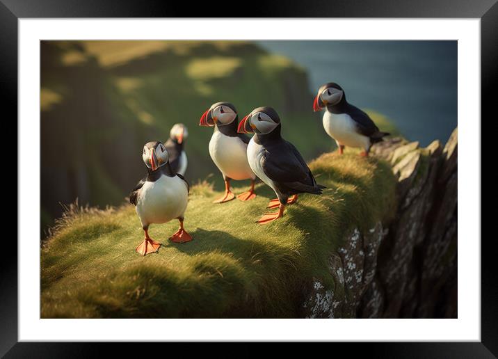 Puffins Framed Mounted Print by Picture Wizard