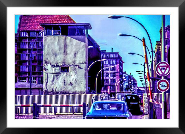 Original Checkpoint Charlie West Berlin Germany Framed Mounted Print by William Perry